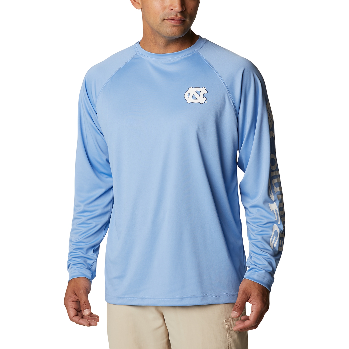 Columbia Men's North Carolina Tar Heels White Terminal Tackle Long Sleeve T-Shirt, Large