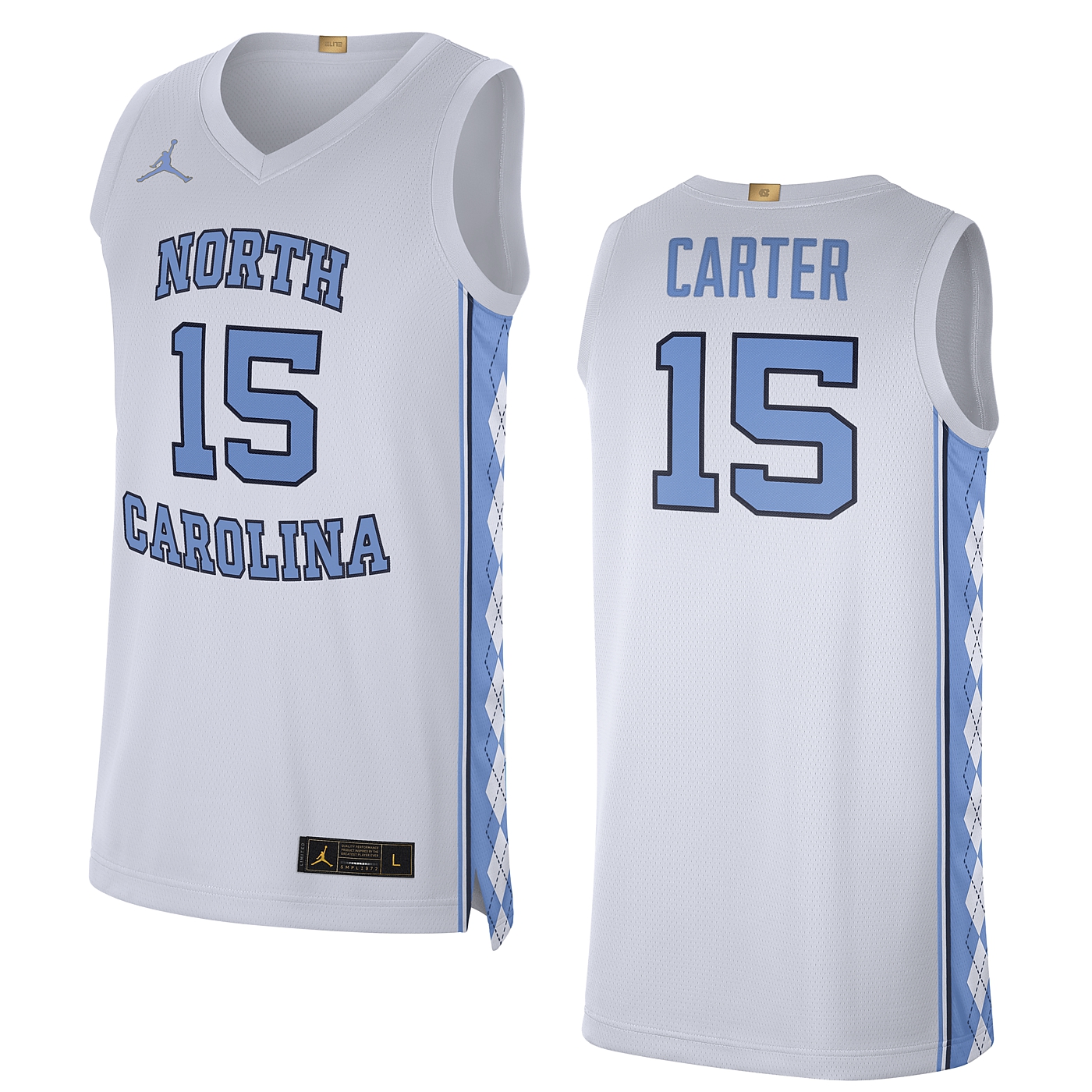 Nike Carolina Jordan Brand Limited Carter 15 Basketball Jersey - White